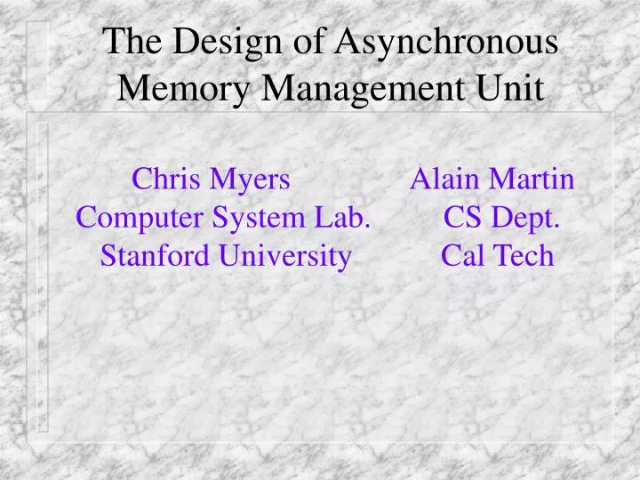 the design of asynchronous memory management unit