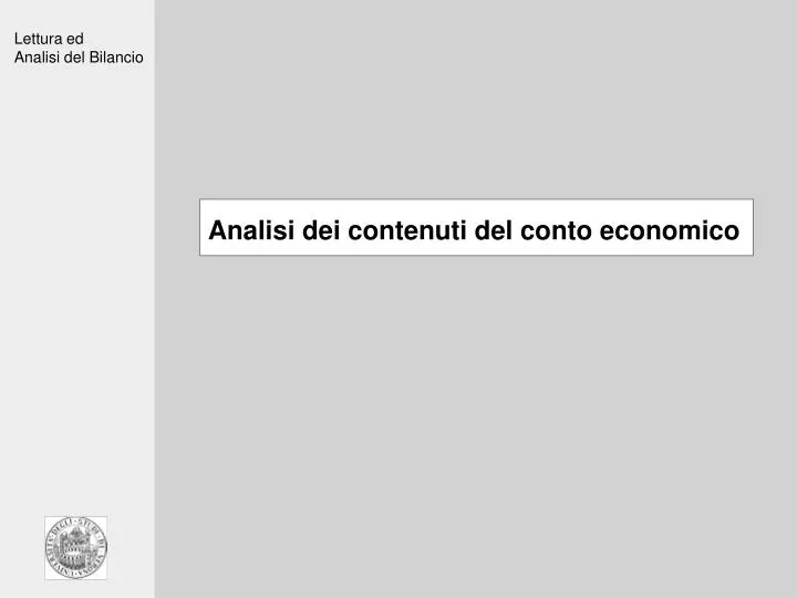 analisi dei contenuti del conto economico