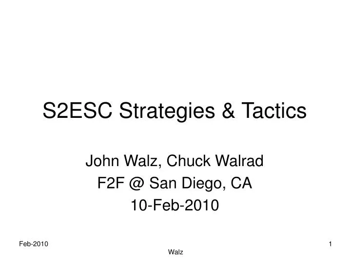 s2esc strategies tactics