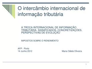 o interc mbio internacional de informa o tribut ria