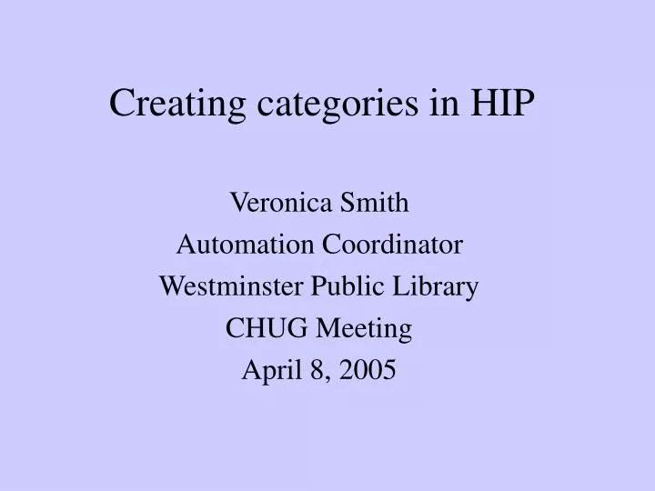 creating categories in hip