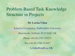 Problem-Based Task Knowledge Structure in Projects