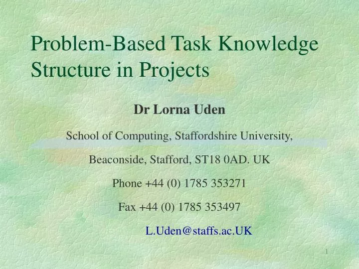 problem based task knowledge structure in projects