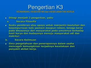 pengertian k3 keamanan kesehatan dan keselamatan kerja