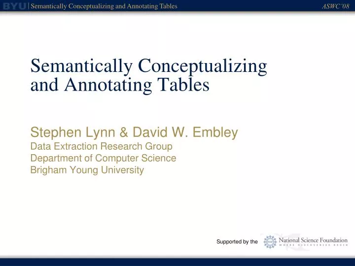 semantically conceptualizing and annotating tables