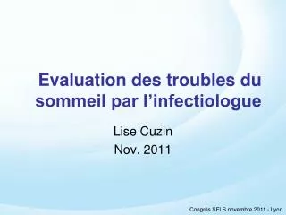 evaluation des troubles du sommeil par l infectiologue