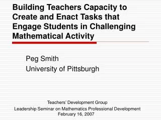Peg Smith University of Pittsburgh