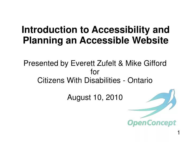 presented by everett zufelt mike gifford for citizens with disabilities ontario august 10 2010