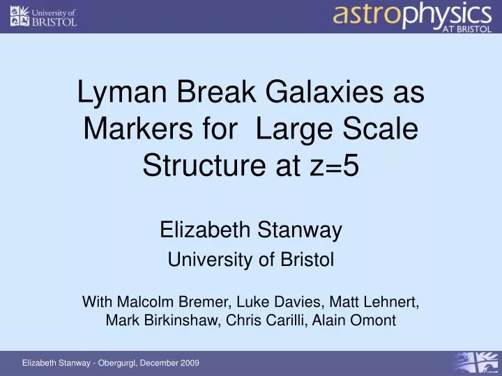 lyman break galaxies as markers for large scale structure at z 5