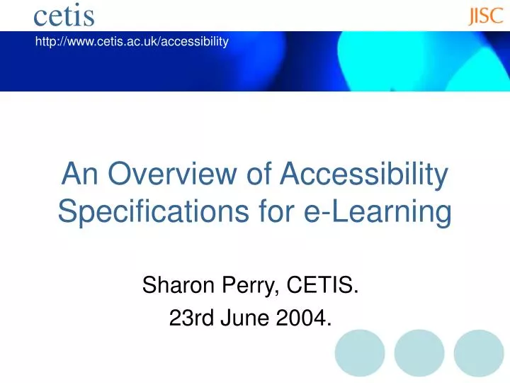 an overview of accessibility specifications for e learning