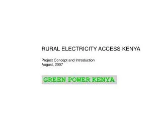 RURAL ELECTRICITY ACCESS KENYA