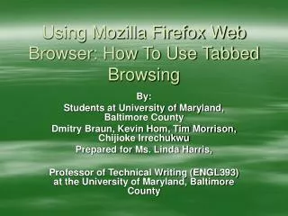 Using Mozilla Firefox Web Browser: How To Use Tabbed Browsing