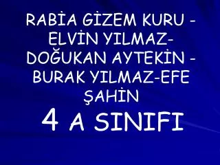 RABİA GİZEM KURU - ELVİN YILMAZ-DOĞUKAN AYTEKİN - BURAK YILMAZ-EFE ŞAHİN