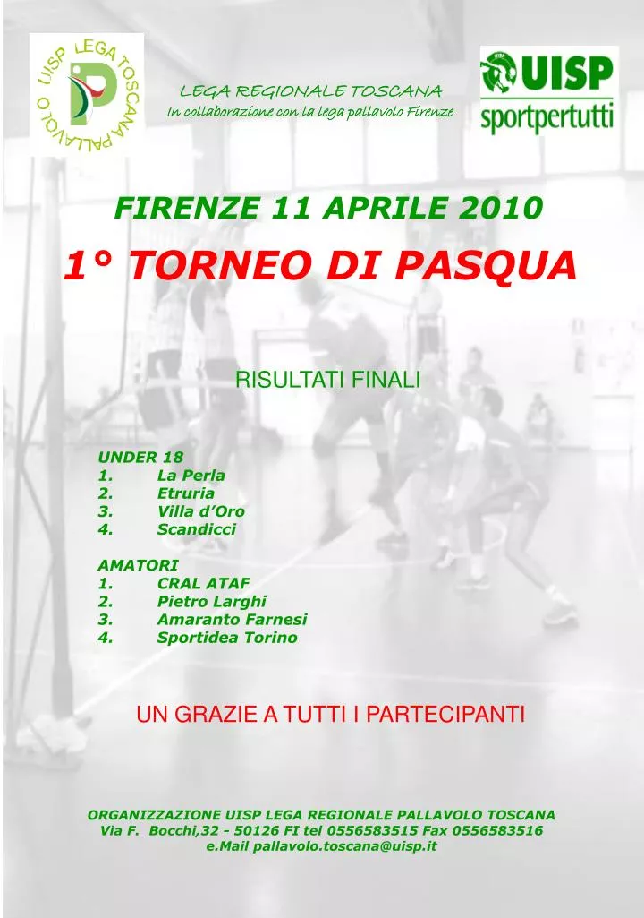 1 torneo di pasqua