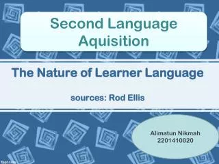The Nature of Learner Language sources: Rod Ellis