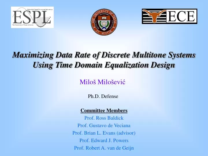 maximizing data rate of discrete multitone systems using time domain equalization design