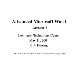 Advanced Microsoft Word Lesson 4