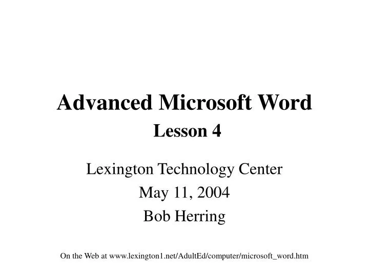 advanced microsoft word lesson 4