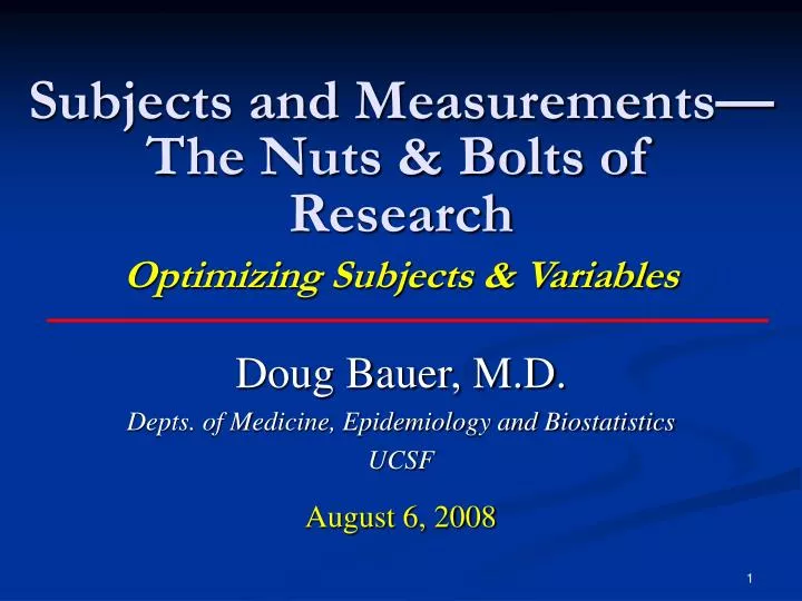 subjects and measurements the nuts bolts of research optimizing subjects variables