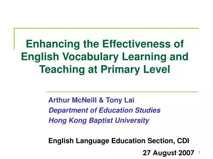 enhancing the effectiveness of english vocabulary learning and teaching at primary level