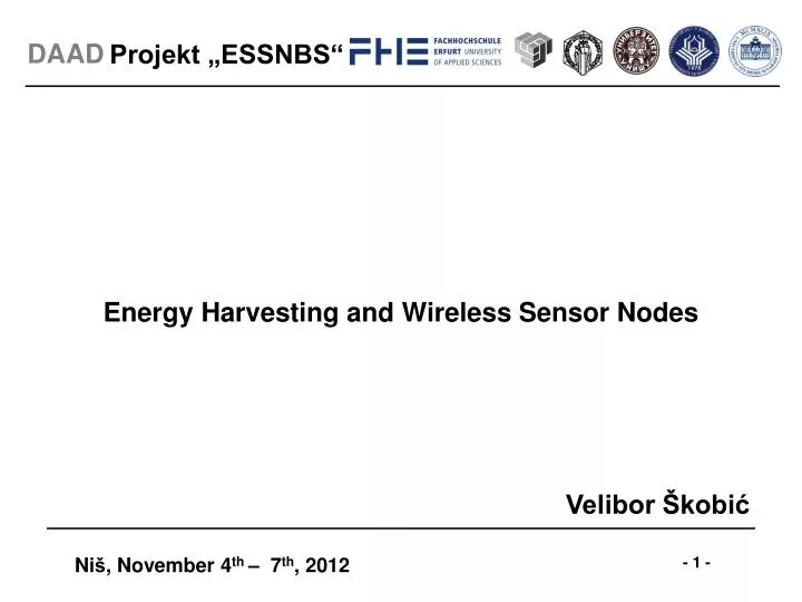 energy harvesting and wireless sensor nodes