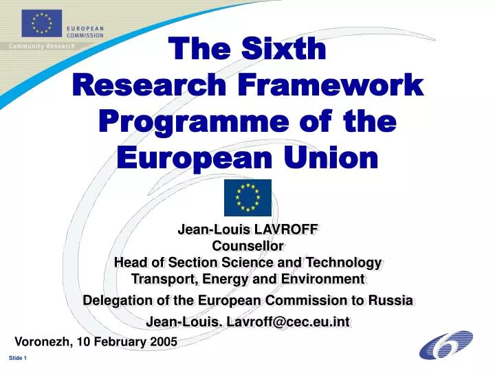 the sixth research framework programme of the european union
