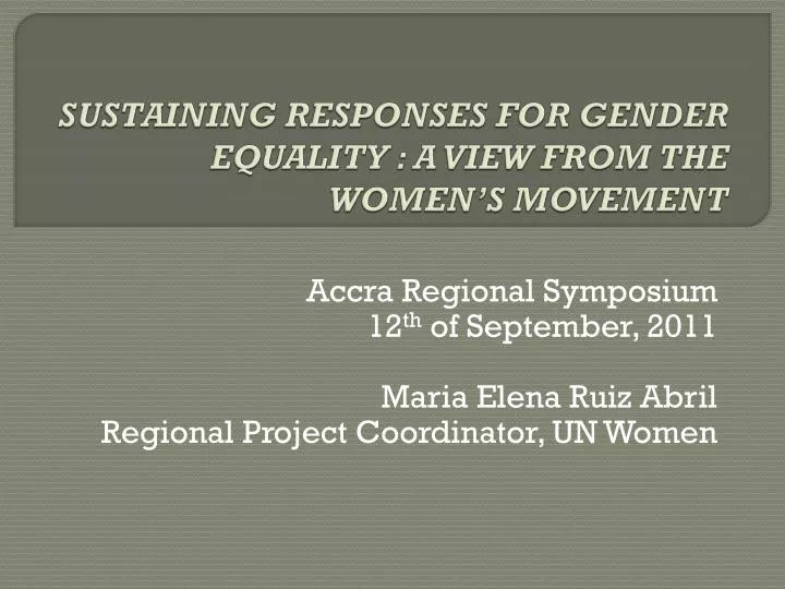 sustaining responses for gender equality a view from the women s movement