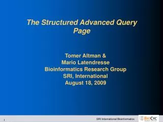 The Structured Advanced Query Page