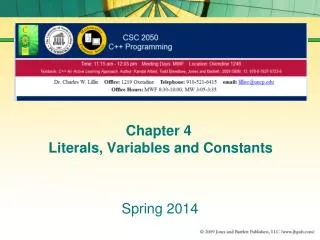 Chapter 4 Literals, Variables and Constants