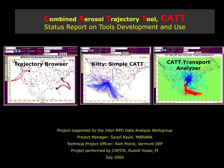 c ombined a erosol t rajectory t ool catt status report on tools development and use