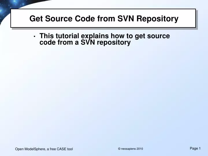 get source code from svn repository