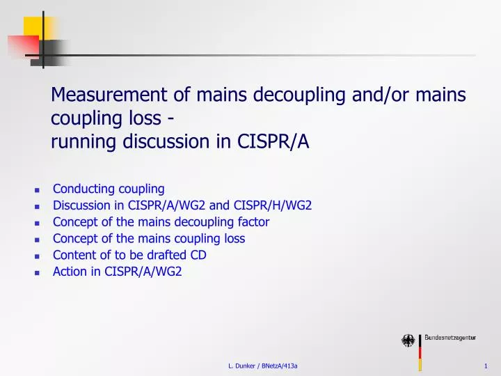 measurement of mains decoupling and or mains coupling loss running discussion in cispr a