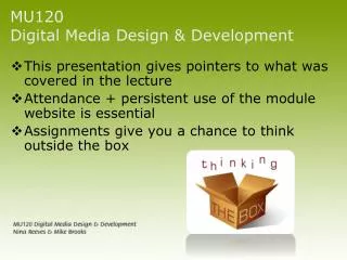 MU120 Digital Media Design &amp; Development