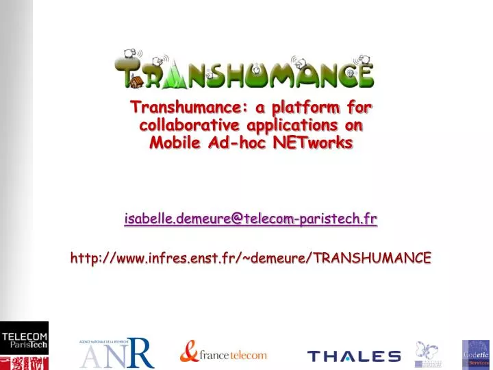 transhumance a platform for collaborative applications on mobile ad hoc networks