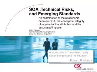 SOA ,Technical Risks, and Emerging Standards