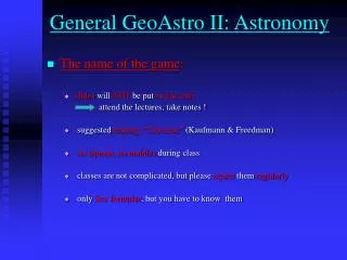 General GeoAstro II: Astronomy