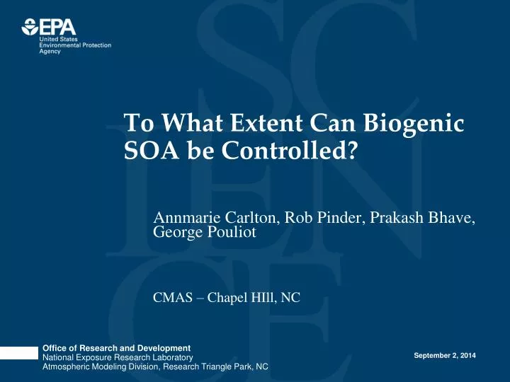 to what extent can biogenic soa be controlled