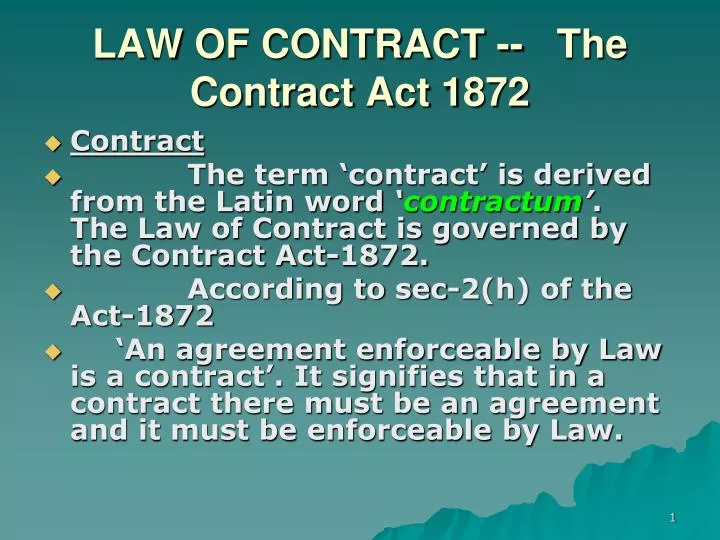 law of contract the contract act 1872