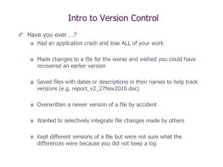 Intro to Version Control