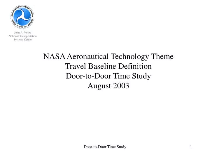 nasa aeronautical technology theme travel baseline definition door to door time study august 2003