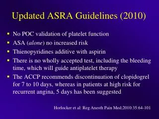 Updated ASRA Guidelines (2010)