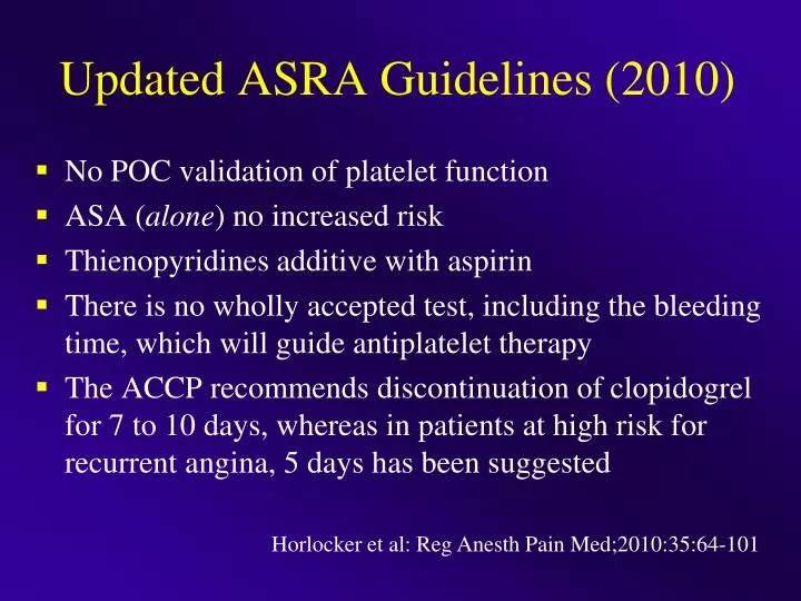 updated asra guidelines 2010