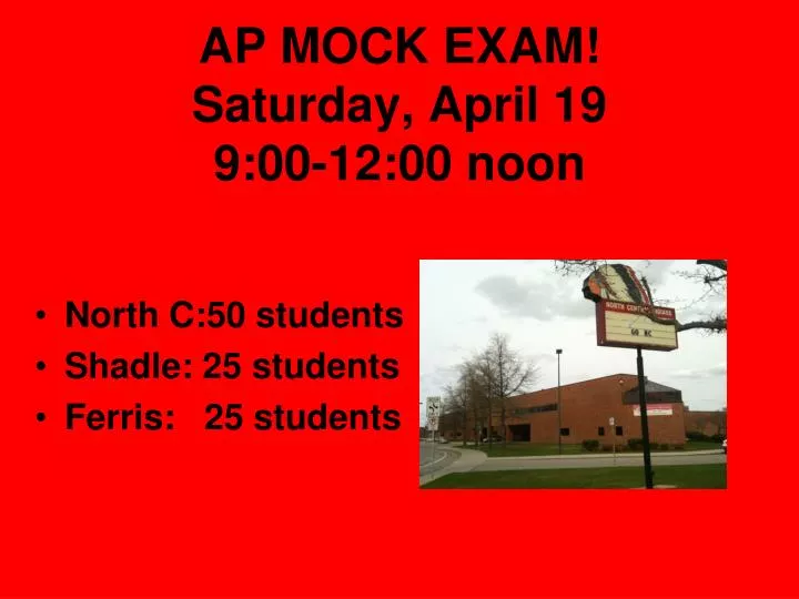 ap mock exam saturday april 19 9 00 12 00 noon