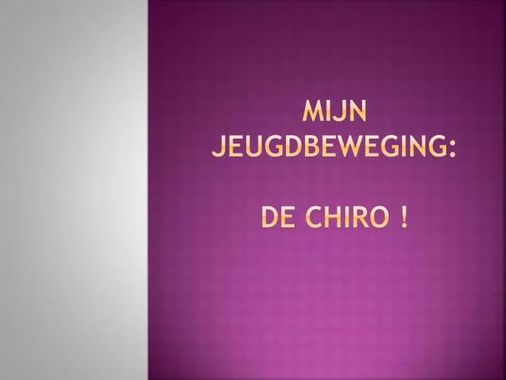 mijn jeugdbeweging de chiro