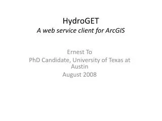 HydroGET A web service client for ArcGIS