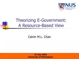 Theorizing E-Government: A Resource-Based View