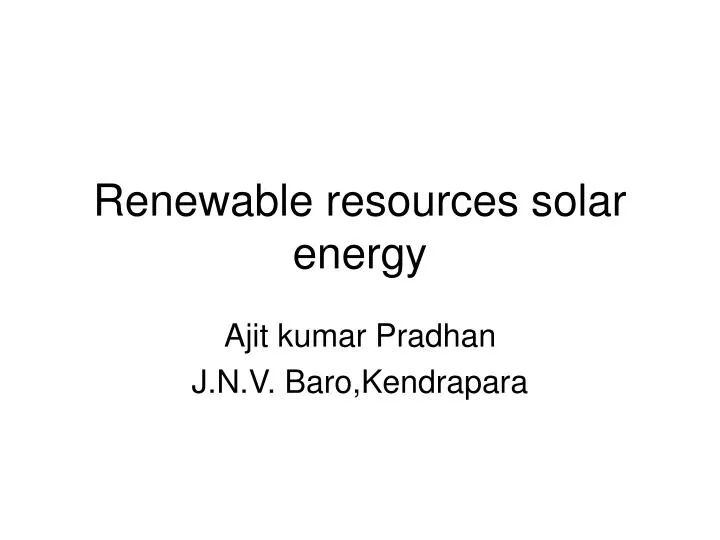 renewable resources solar energy