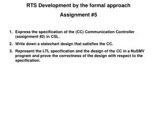 Express the specification of the (CC) Communication Controller (assignment #2) in CSL.