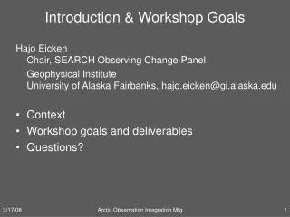 Introduction &amp; Workshop Goals