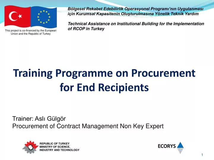 training programme on procurement for end recipients